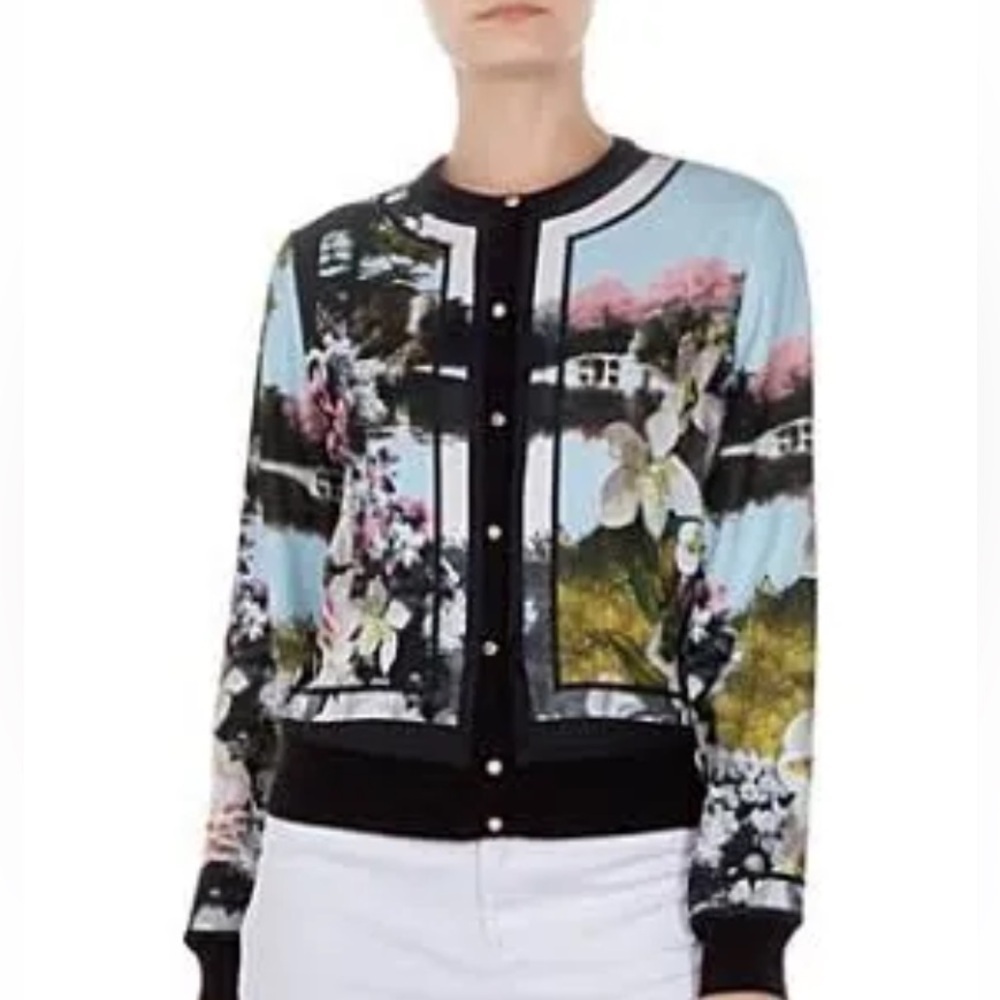 TED BAKER Cardigan London Lizyaa Windemere Print Powder Blue Black Floral Women